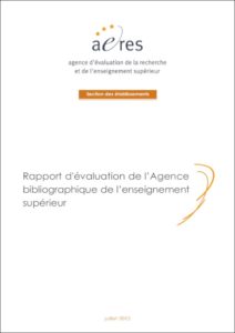 Couverture du rapport d'évaluation de l'Abes par l'Aeres 2012