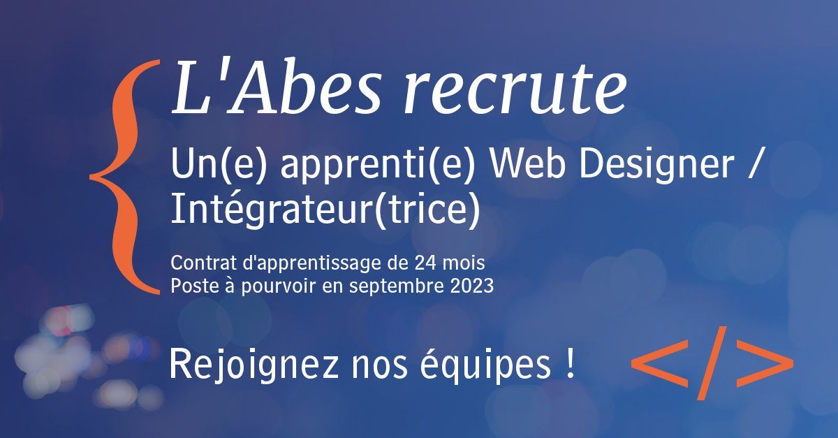 Offre apprenti(e) Web Designer / integrateur(trice)