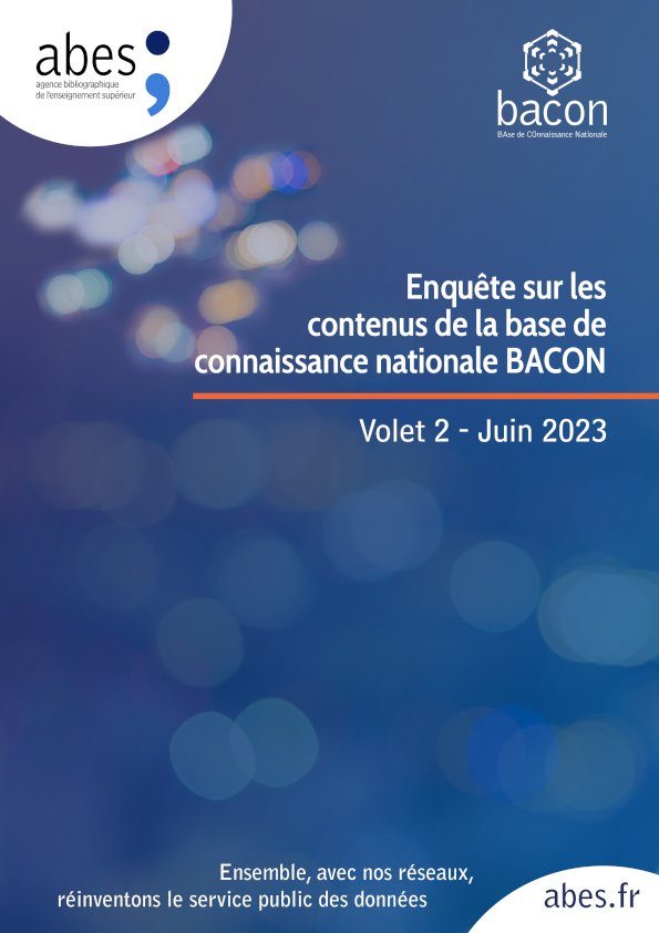 Couverture enquête sur les contenus de la base de connaissance nationale BACON